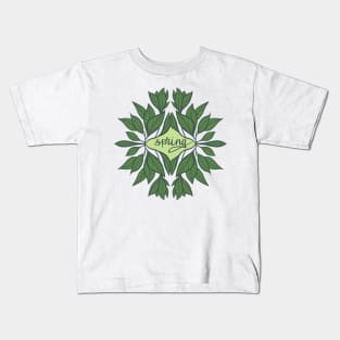 Spring Typography Green Leaves Aesthetic Kids T-Shirt